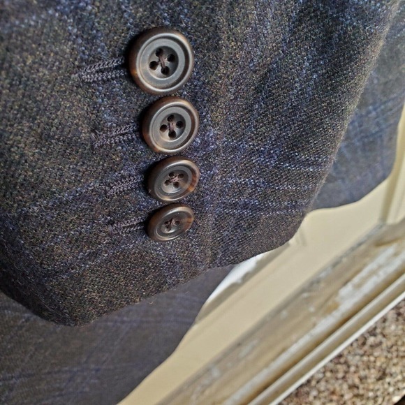 Hickey Freeman Men's Custom Surgical Cuffs Charcoal Plaid Wool 2 Btn Blazer 51 R - Picture 4 of 12